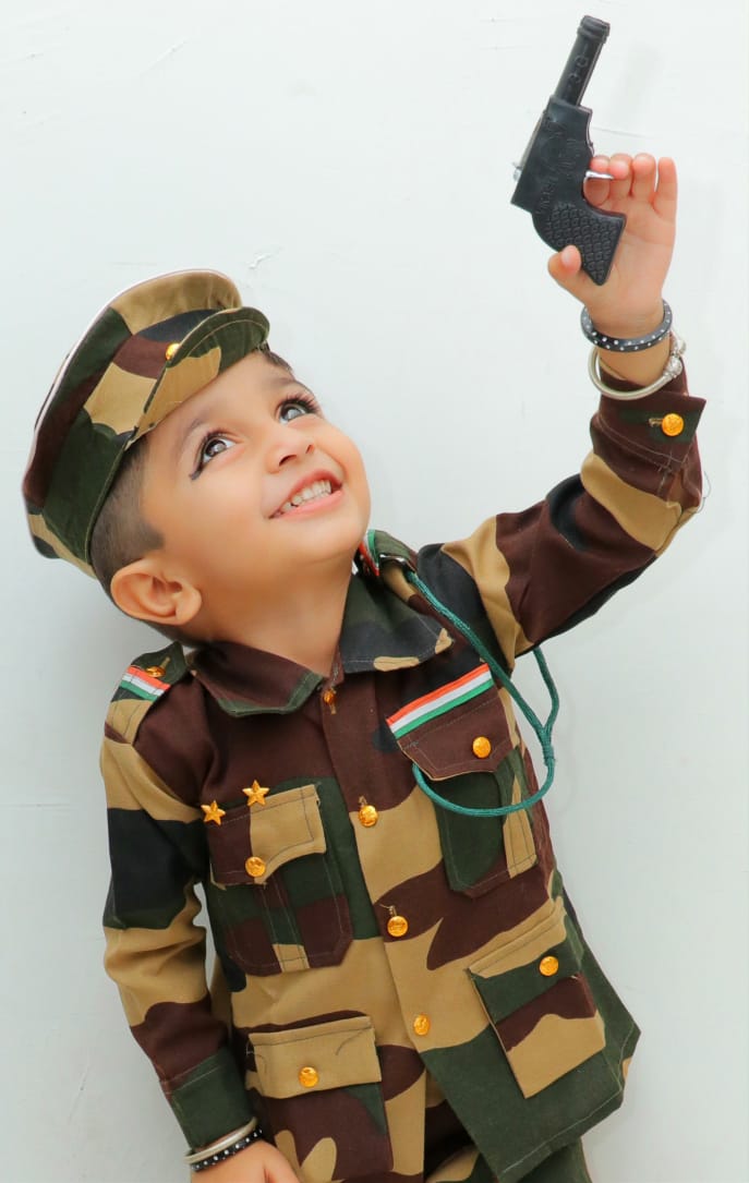 Bsf/Army/Military Dress Costume For Kids For Fancy Dress Competition -  (Full Army Dress Set)